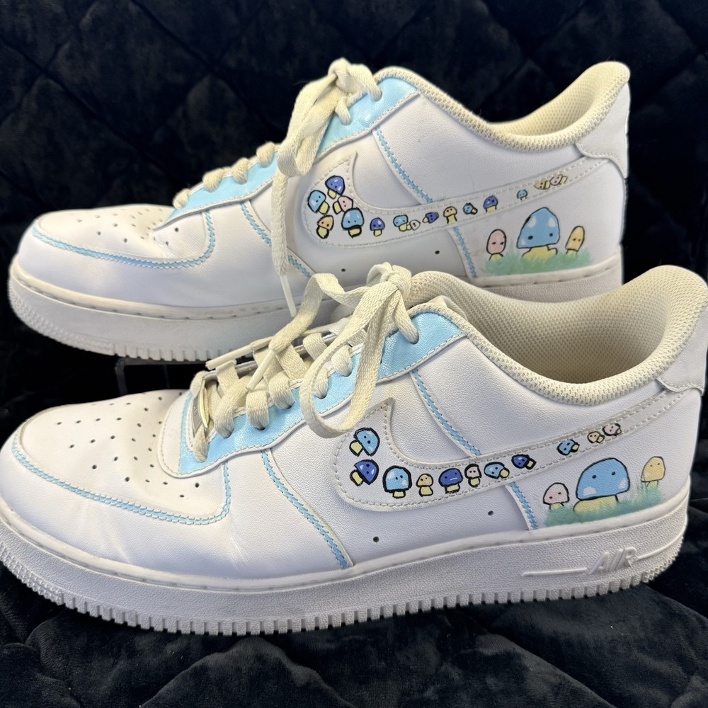 Nike Air Force 1 Low '07 White Custom "Mushroom" CW2288-111 M Sz 10,‎ W Sz 11.5
